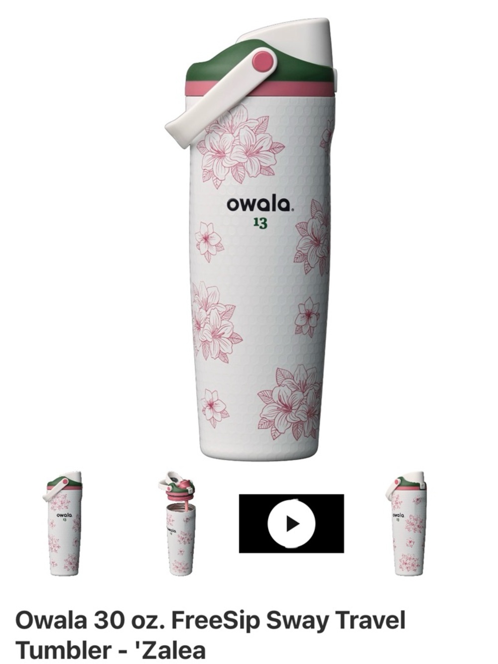Owala Golf Water Bottle 30 oz azalea masters NEW